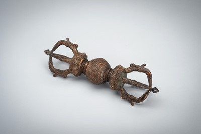 Lot 655 - A LARGE BRONZE VAJRA, 18TH CENTURY OR SLIGHTLY LATER