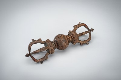 Lot 655 - A LARGE BRONZE VAJRA, 18TH CENTURY OR SLIGHTLY LATER