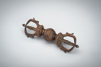Lot 655 - A LARGE BRONZE VAJRA, 18TH CENTURY OR SLIGHTLY LATER