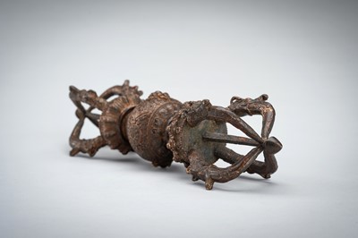 Lot 655 - A LARGE BRONZE VAJRA, 18TH CENTURY OR SLIGHTLY LATER