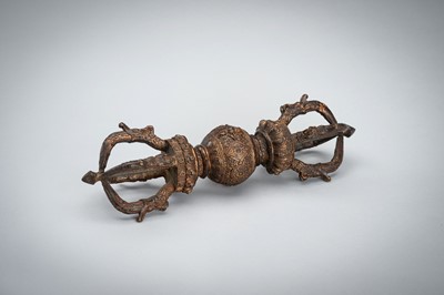 Lot 655 - A LARGE BRONZE VAJRA, 18TH CENTURY OR SLIGHTLY LATER