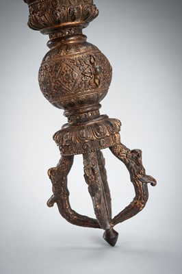 Lot 655 - A LARGE BRONZE VAJRA, 18TH CENTURY OR SLIGHTLY LATER
