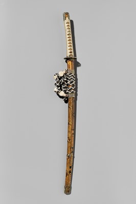 Lot 180 - A KATANA IN SUPERB SNAKESKIN SAYA AND WITH CLOISONNÉ FITTINGS