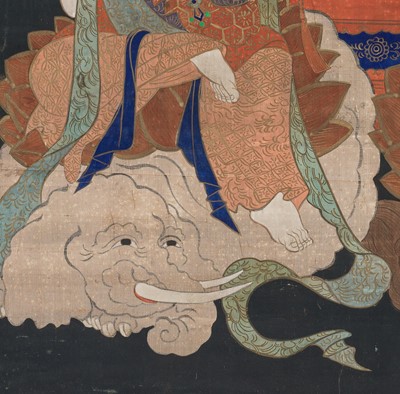 Lot 297 - A HANGING SCROLL PAINTING OF A SHAKA TRIAD