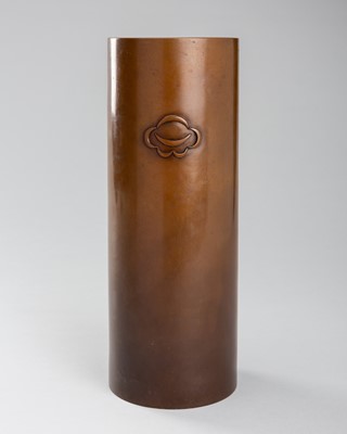 Lot 106 - ISSHI: A CYLINDRICAL BRONZE VASE