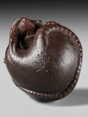 Lot 503 - MASANAO: A FINE WOOD NETSUKE OF A COILED RAT