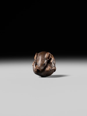 Lot 503 - MASANAO: A FINE WOOD NETSUKE OF A COILED RAT