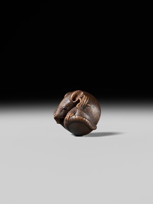 Lot 503 - MASANAO: A FINE WOOD NETSUKE OF A COILED RAT