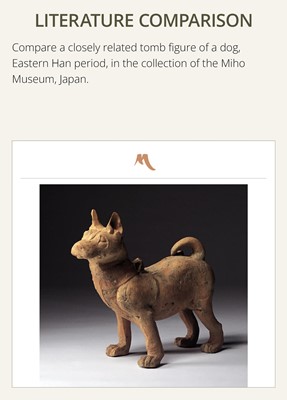 Lot 128 - A VERY LARGE SICHUAN POTTERY MODEL OF A HARNESSED DOG, HAN DYNASTY