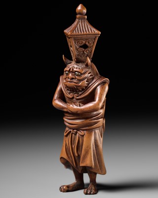 Lot 127 - MASANAO: A RARE WOOD NETSUKE OF RYUTOKI