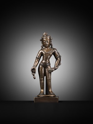 Lot 12 - A BRONZE FIGURE OF PADMAPANI, WESTERN TIBET, PROBABLY LADAKH, 12TH TO EARLY 13TH CENTURY