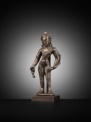 Lot 12 - A BRONZE FIGURE OF PADMAPANI, WESTERN TIBET, PROBABLY LADAKH, 12TH TO EARLY 13TH CENTURY