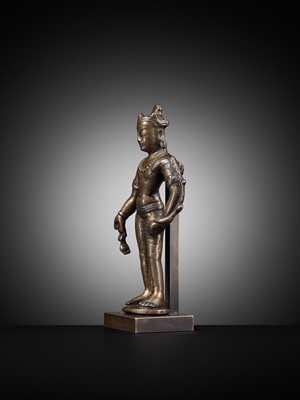 Lot 12 - A BRONZE FIGURE OF PADMAPANI, WESTERN TIBET, PROBABLY LADAKH, 12TH TO EARLY 13TH CENTURY