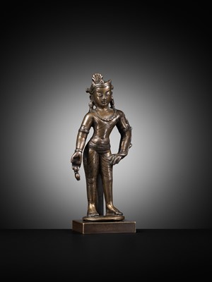 Lot 12 - A BRONZE FIGURE OF PADMAPANI, WESTERN TIBET, PROBABLY LADAKH, 12TH TO EARLY 13TH CENTURY