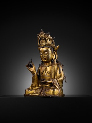 Lot 344 - A GILT BRONZE FIGURE OF ‘WILLOW LEAF’ GUANYIN, BHAISAJYARAJA AVALOKITESHVARA, MING DYNASTY