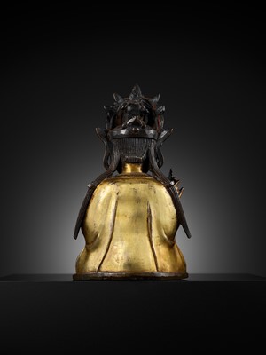 Lot 344 - A GILT BRONZE FIGURE OF ‘WILLOW LEAF’ GUANYIN, BHAISAJYARAJA AVALOKITESHVARA, MING DYNASTY