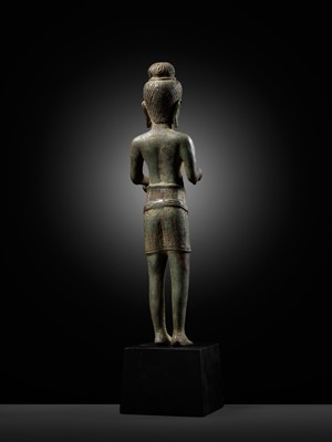 Lot 340 - A BRONZE FIGURE OF A BODHISATTVA, ANGKOR PERIOD, BANTEAY SREI STYLE