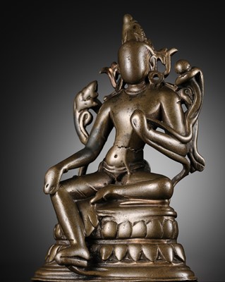 Lot 10 - A BRONZE FIGURE OF LOKANATHA AVALOKITESHVARA, PALA PERIOD