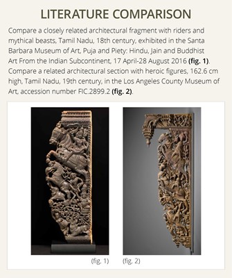 Lot 307 - AN ARCHITECTURAL WOOD BRACKET, TAMIL NADU, 17TH-18TH CENTURY