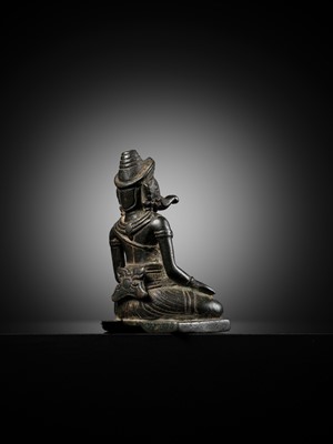 Lot 265 - A FINE BRONZE FIGURE OF GANESHA, KHMER EMPIRE, ANGKOR WAT STYLE