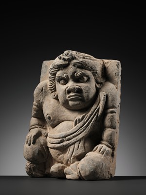 Lot 525 - A PAIR OF FIGURAL POTTERY TILES DEPICTING ATLANTES, XI XIA DYNASTY