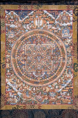 Lot 1503 - A THANGKA OF A MANDALA