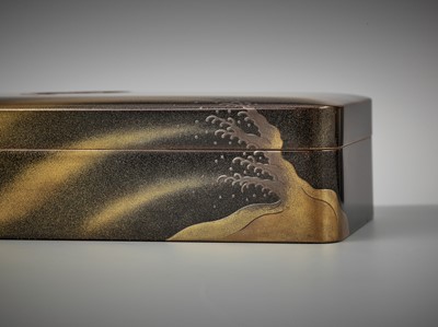 Lot 128 - A LACQUER KOBAKO WITH LEAPING CARP