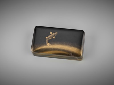 Lot 128 - A LACQUER KOBAKO WITH LEAPING CARP