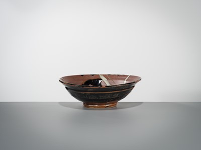 Lot 202 - SHOJI HAMADA: A POTTERY BOWL WITH ABSTRACT GLAZING