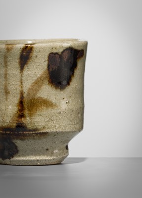 Lot 203 - SHOJI HAMADA: A POTTERY GLAZED YUNOMI (TEA BOWL)