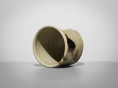 Lot 203 - SHOJI HAMADA: A POTTERY GLAZED YUNOMI (TEA BOWL)