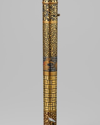 Lot 307 - A SUPERB AND RARE LACQUER FUYE-ZUTSU (FLUTE CASE)