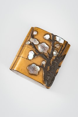 Lot 1423 - A RINPA-STYLE THREE-CASE LACQUER INRO WITH CHERRY BLOSSOMS