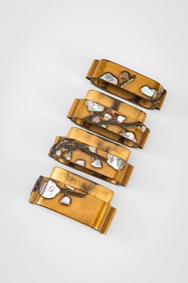 Lot 1423 - A RINPA-STYLE THREE-CASE LACQUER INRO WITH CHERRY BLOSSOMS