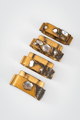 Lot 1423 - A RINPA-STYLE THREE-CASE LACQUER INRO WITH CHERRY BLOSSOMS