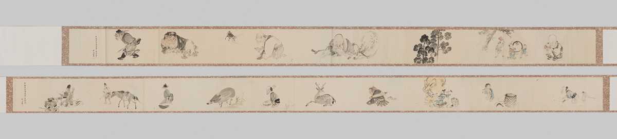 Lot 267 - SHIBATA ZESHIN (1807-1891): AN IMPRESSIVE PAIR OF MAKIMONO WITH CHINESE AND JAPANESE FIGURES