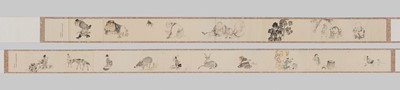 Lot 620 - SHIBATA ZESHIN (1807-1891): AN IMPRESSIVE PAIR OF MAKIMONO WITH CHINESE AND JAPANESE FIGURES