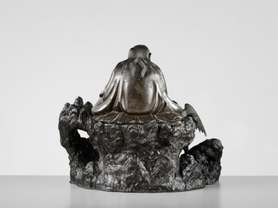 Lot 4 - HISAMICHI: A MASSIVE AND SUPERB BRONZE GROUP OF THE TENGU KING SOJOBO WATCHING OVER HIS SUBJECTS