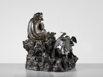 Lot 4 - HISAMICHI: A MASSIVE AND SUPERB BRONZE GROUP OF THE TENGU KING SOJOBO WATCHING OVER HIS SUBJECTS