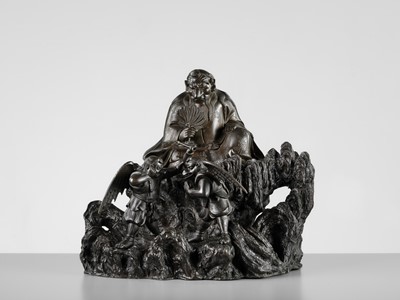 Lot 4 - HISAMICHI: A MASSIVE AND SUPERB BRONZE GROUP OF THE TENGU KING SOJOBO WATCHING OVER HIS SUBJECTS