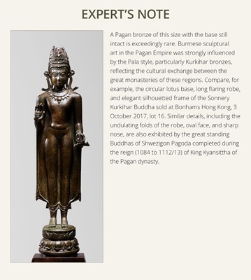 Lot 217 - A RARE AND IMPORTANT BRONZE FIGURE OF BUDDHA, PAGAN PERIOD