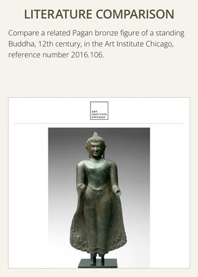 Lot 217 - A RARE AND IMPORTANT BRONZE FIGURE OF BUDDHA, PAGAN PERIOD