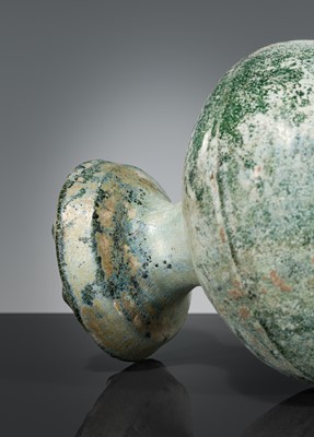 Lot 204 - A GREEN-GLAZED POTTERY JAR, HAN DYNASTY