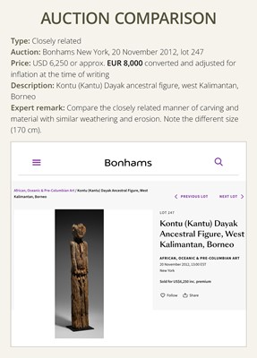 Lot 229 - A LARGE WOOD FIGURE, HAMPATONG, DAYAK PEOPLE, IBAN TRIBE, 19TH TO EARLY 20TH CENTURY