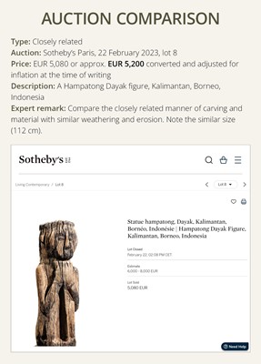 Lot 229 - A LARGE WOOD FIGURE, HAMPATONG, DAYAK PEOPLE, IBAN TRIBE, 19TH TO EARLY 20TH CENTURY