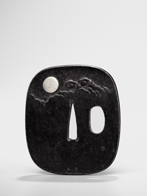 Lot 623 - MASAYOSHI: AN IWAMA SCHOOL IRON TSUBA WITH SHAKA NYORAI IN MEDITATION
