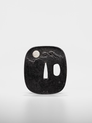 Lot 623 - MASAYOSHI: AN IWAMA SCHOOL IRON TSUBA WITH SHAKA NYORAI IN MEDITATION