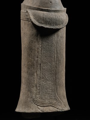 Lot 255 - A LARGE SANDSTONE TORSO OF A FEMALE DEITY, ANGKOR WAT STYLE, ANGKOR PERIOD