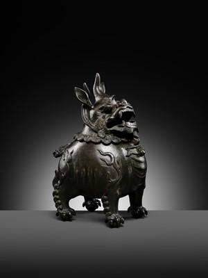 Lot 386 - A RARE BRONZE LUDUAN-FORM CENSER AND COVER, YUAN-MING DYNASTY