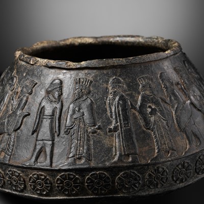 Lot 321 - A WESTERN ASIATIC ‘PROCESSION OF TRIBUTE BEARERS’ CHLORITE VESSEL, 1st MILLENNIUM BC